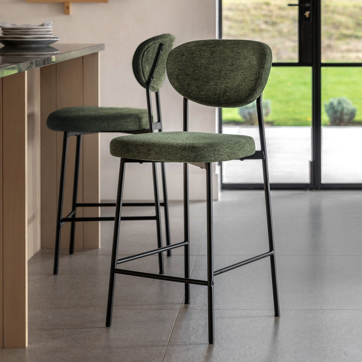 Otto Counter Stool in Green Set of 2