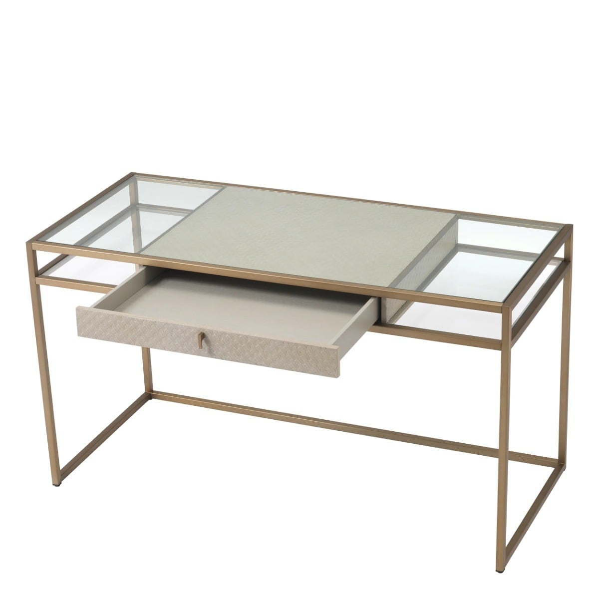 Napa Valley Modern Glass Office Desk in Washed