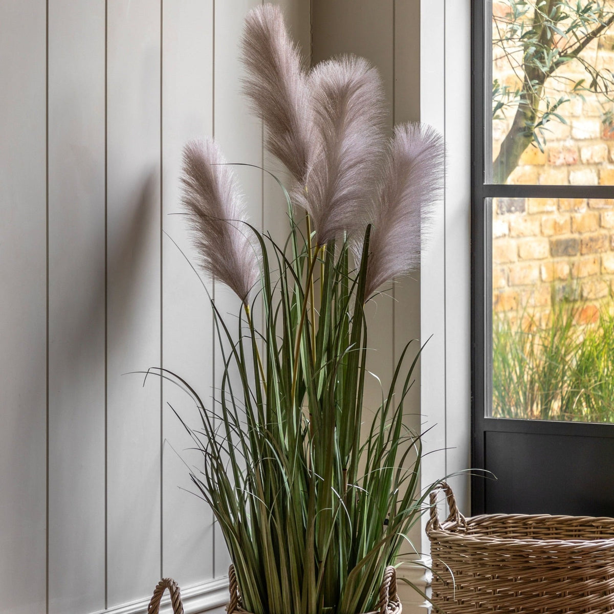 Potted Grass with Pampas Seed Heads Small