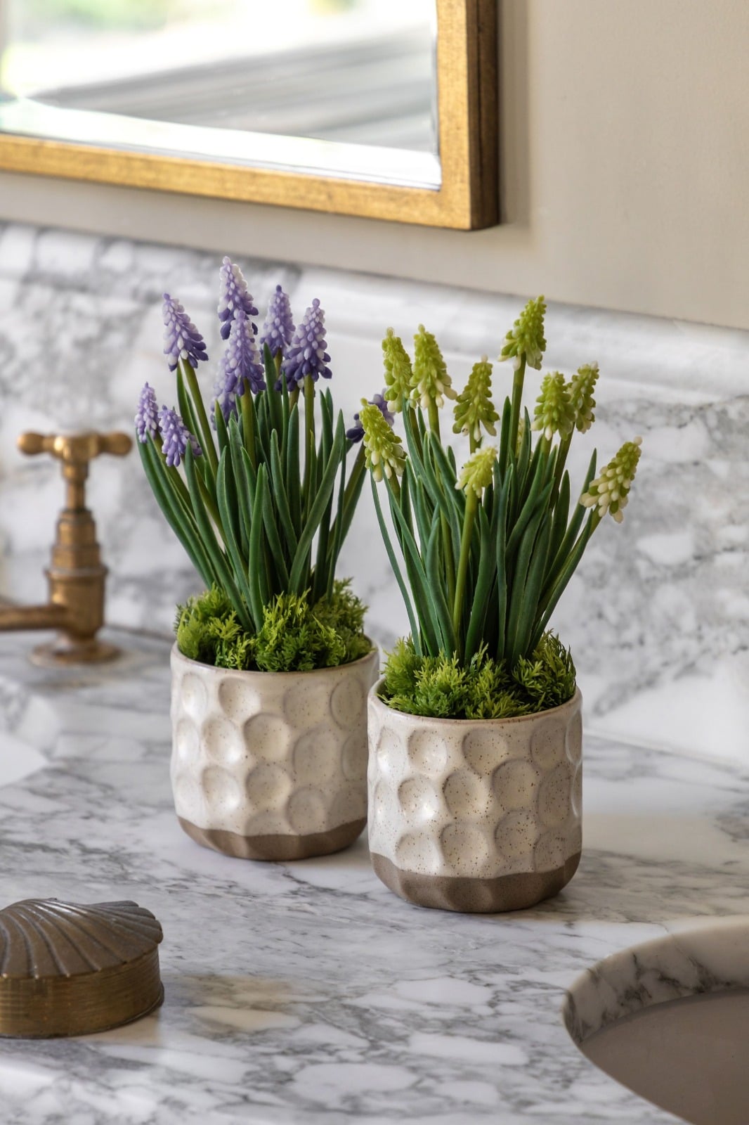 Spring Hydrangea White in Ceramic Pots Set of 2