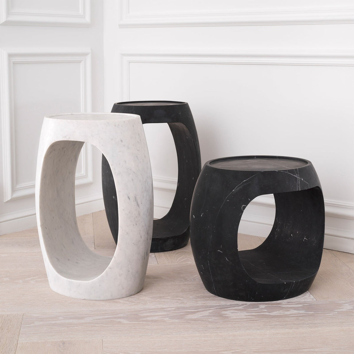 Clipper Side Table in Black Marble