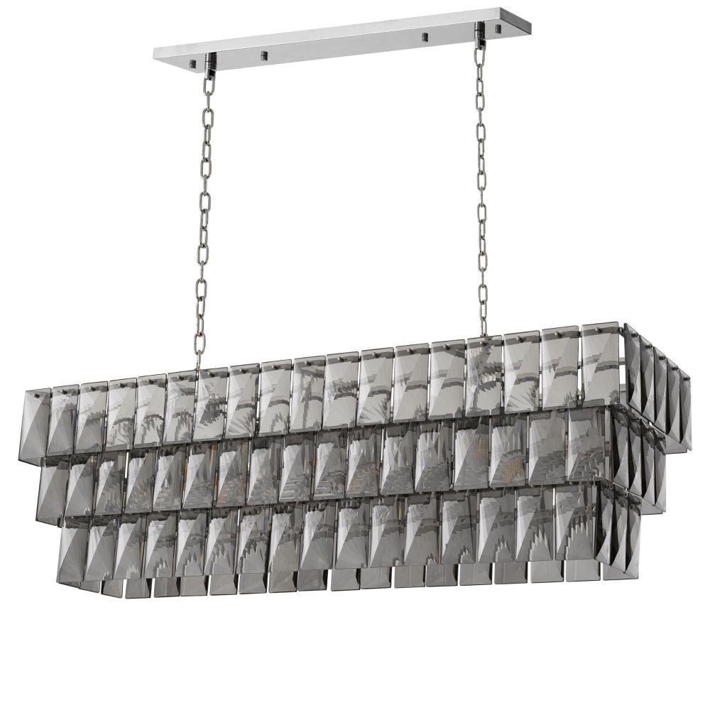 Amazone Chandelier Rectangular in Smoke