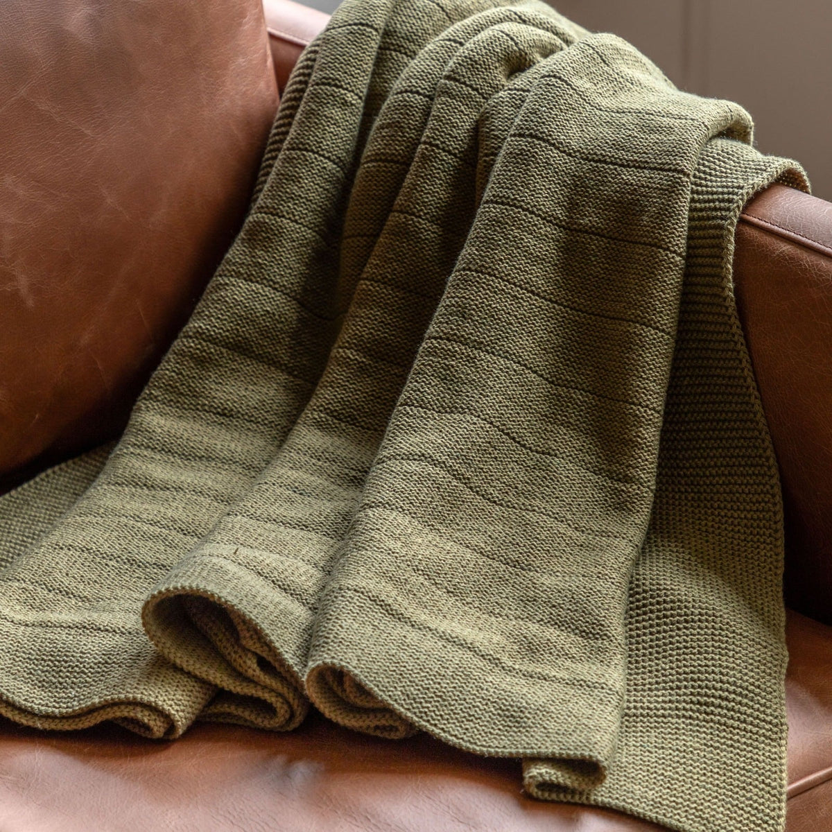Florence Knit Throw in Olive