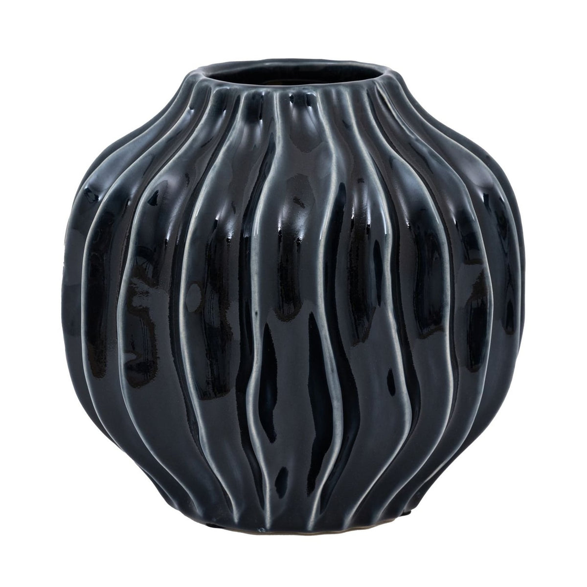 Organic Ribbed Vase Midnight Small