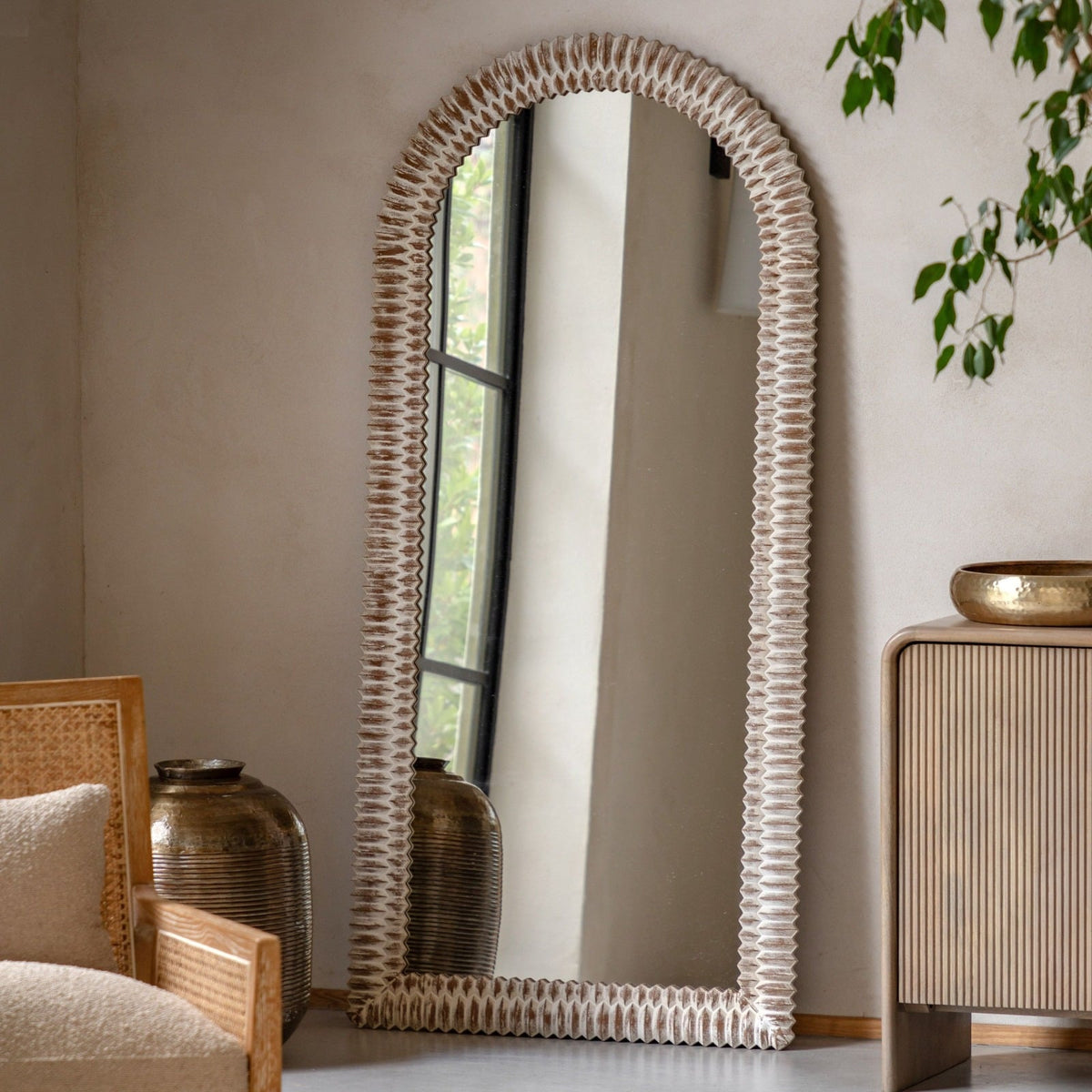 Pimlico Arch Leaner Mirror White Wash