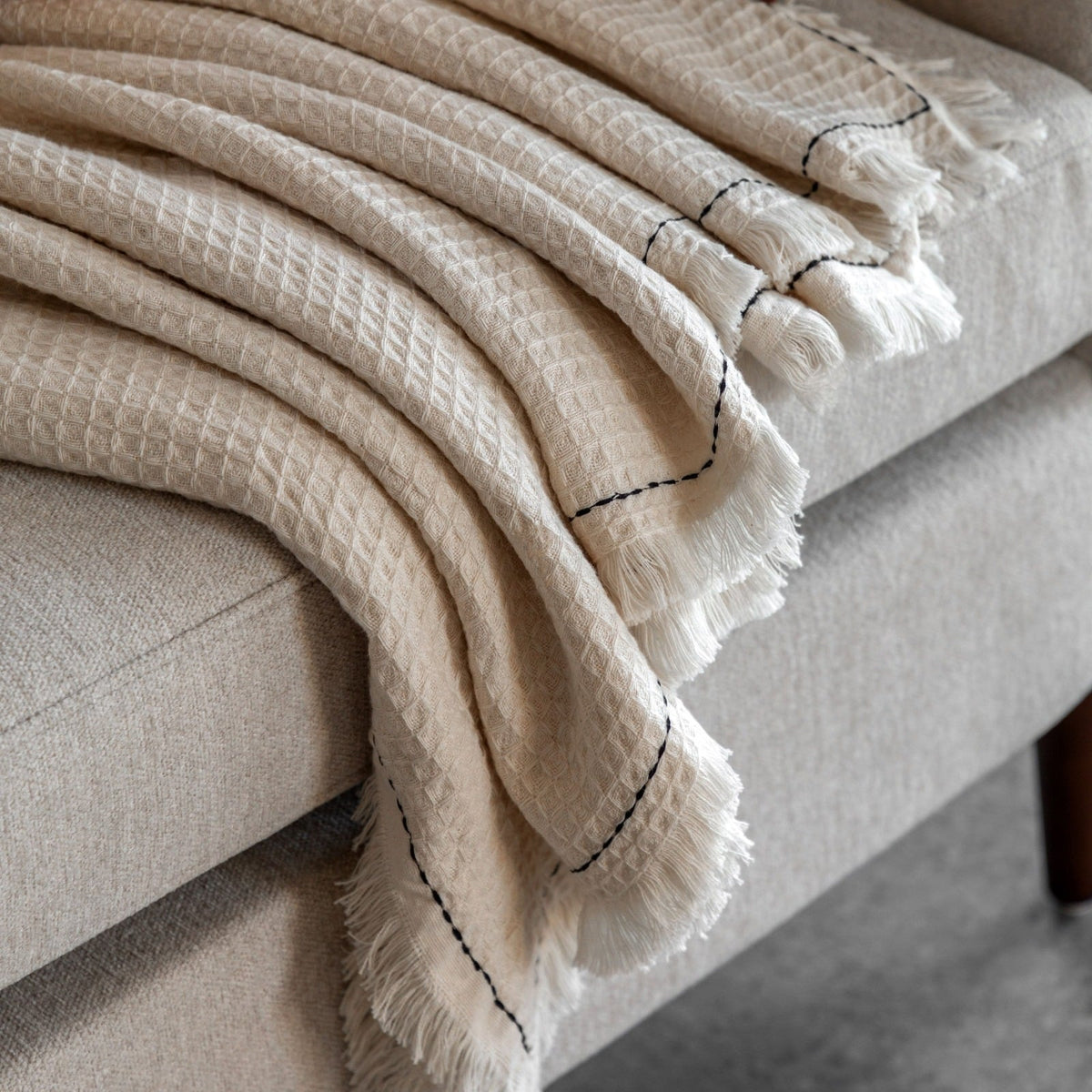 Stitched Border Waffle Throw