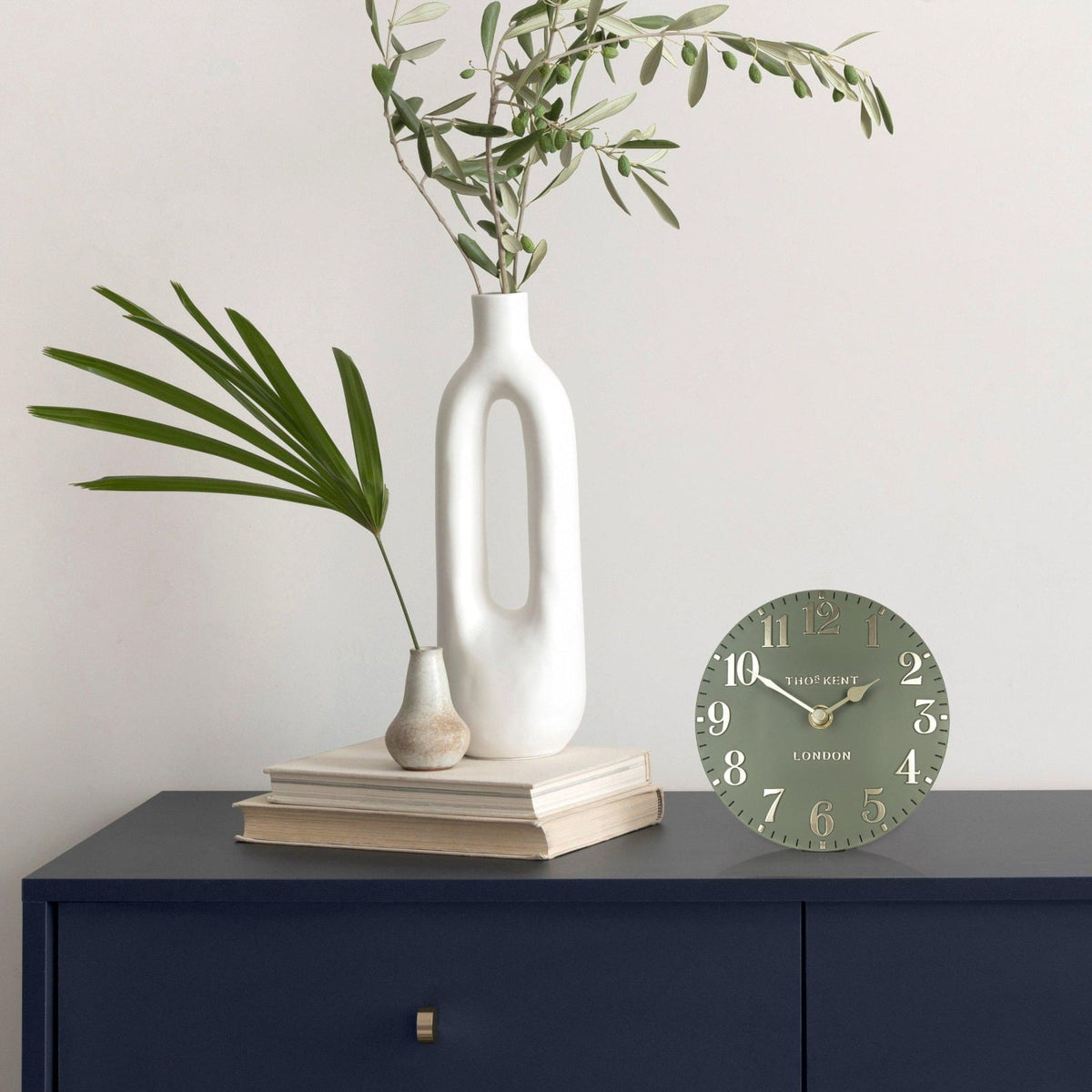 Arabic Mantel Clock in Lichen Green