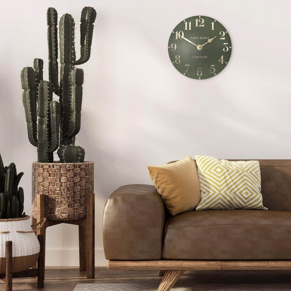 Arabic Wall Clock in Lichen Green - Small