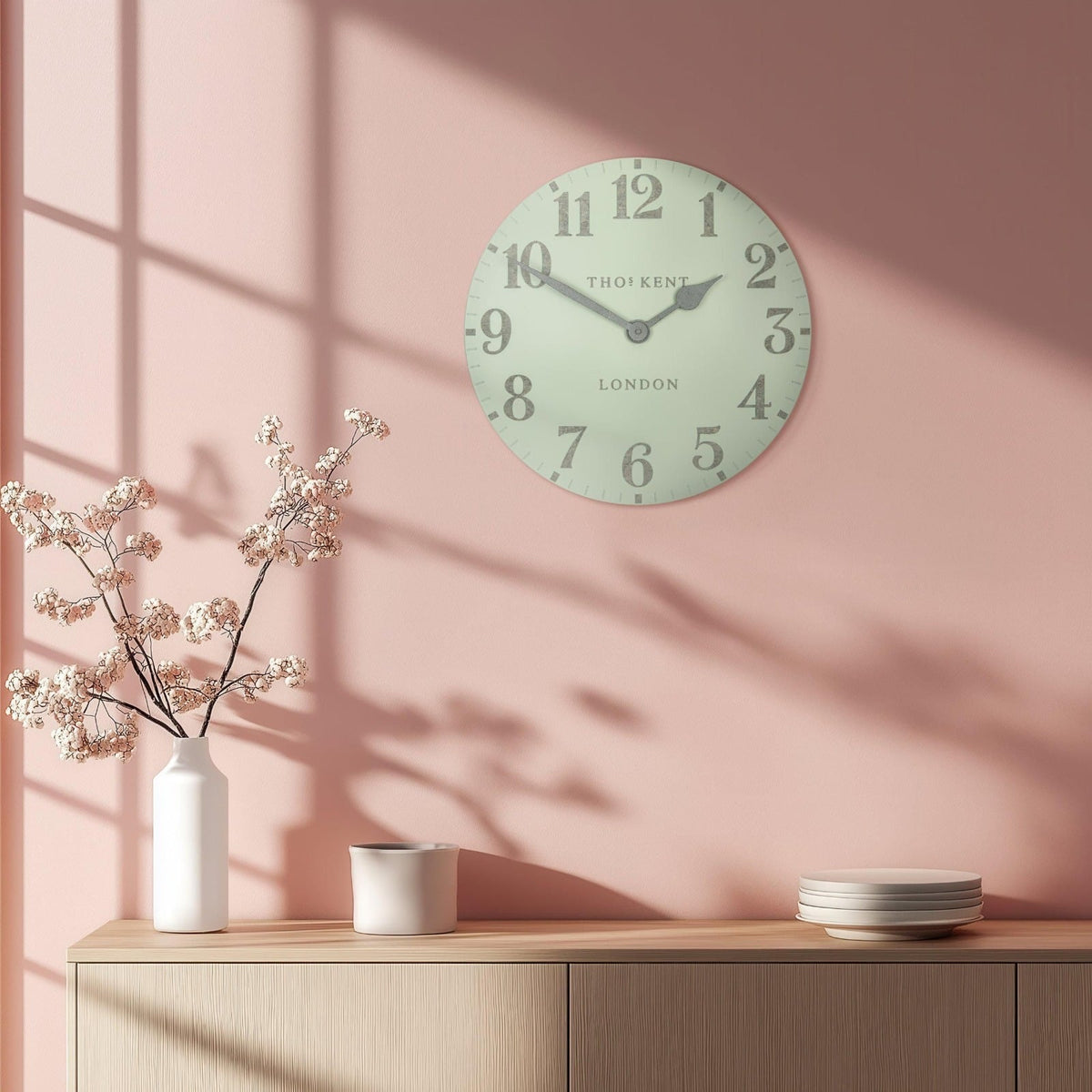 Arabic Wall Clock in Pearl Green - Large