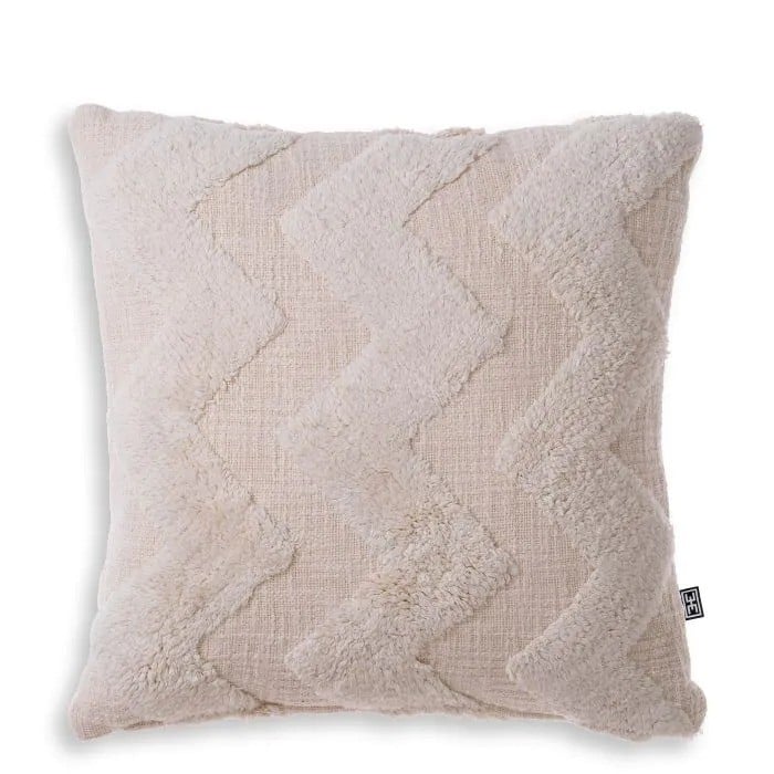 Cotton Cushion Mynos with Fleece Detailing Off White - Small