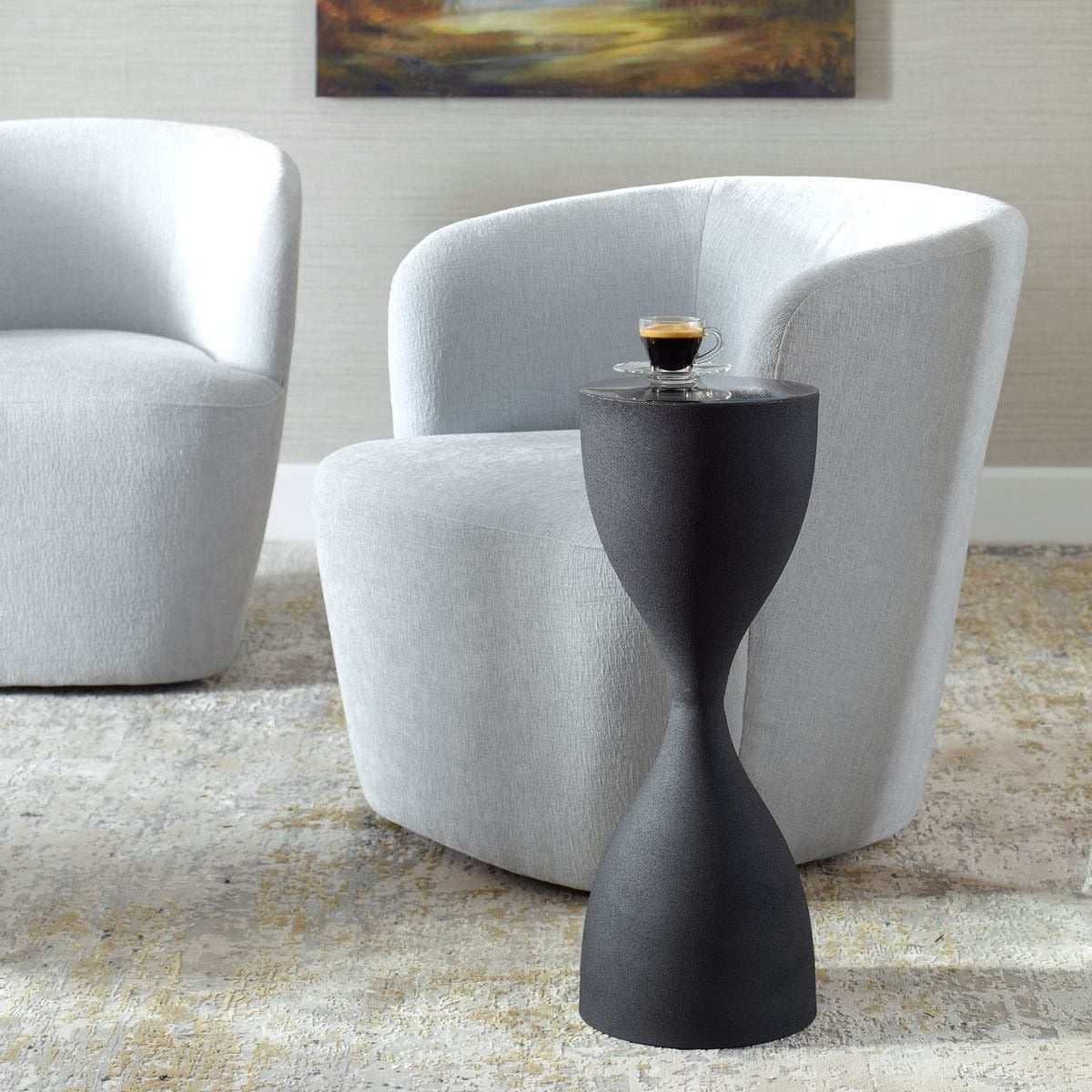 Hourglass Black Textured Side Table