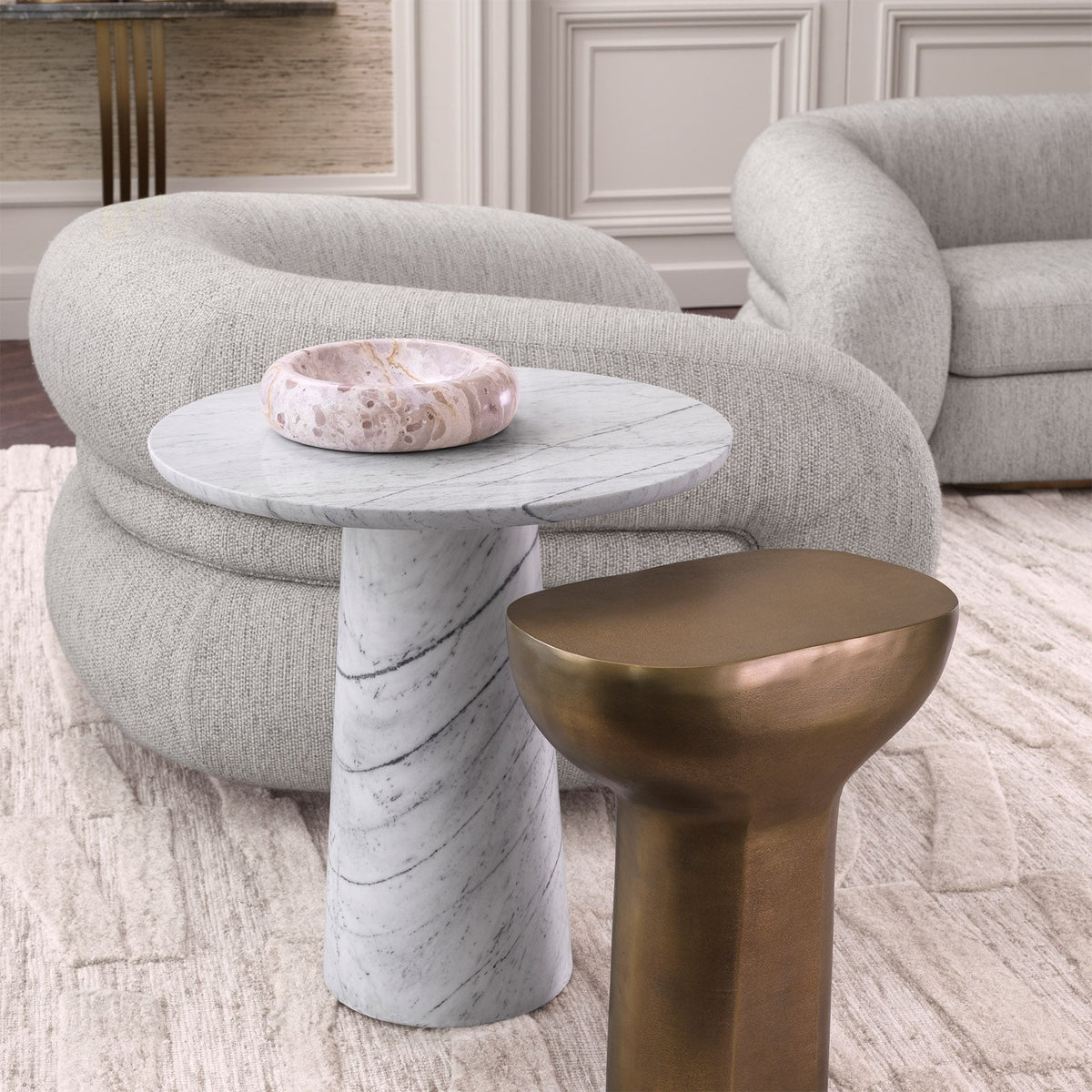 Terry Side Table in White Marble