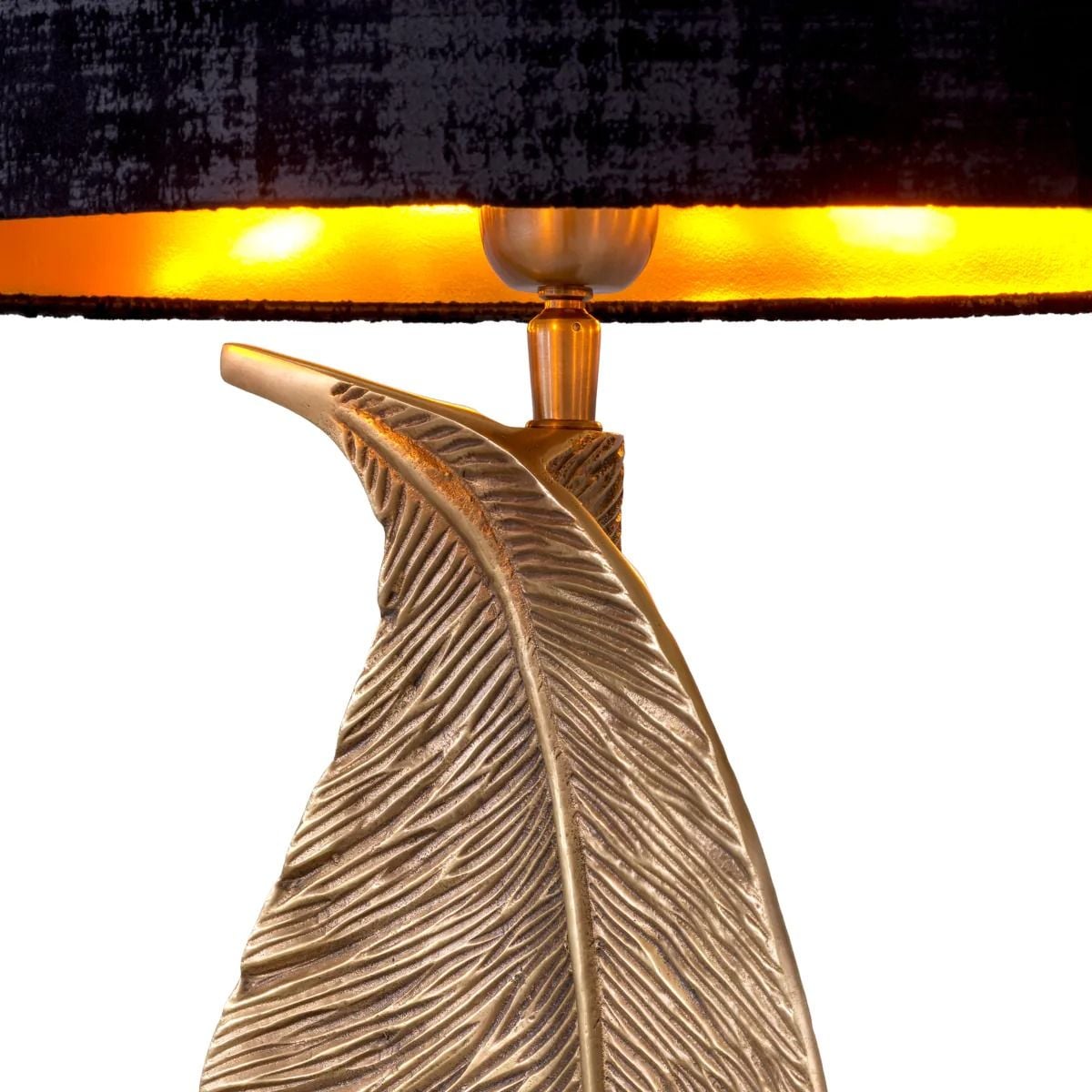 Brass & Granite Table Lamp Fogalia Feather with Illusion Black Shade