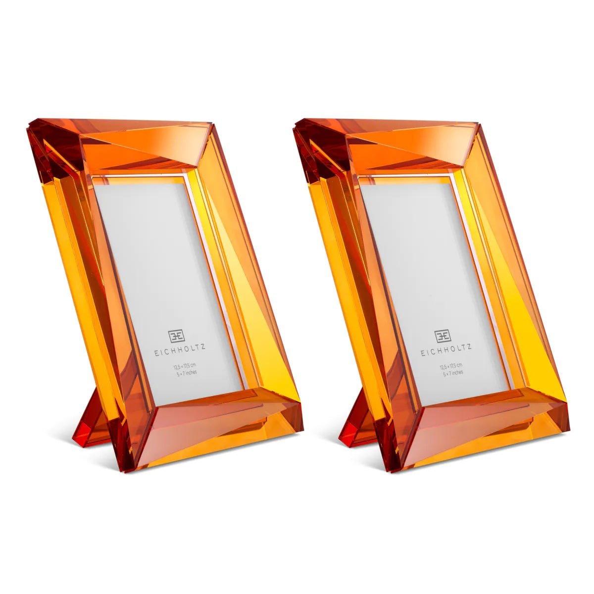 Picture Frame Obliquity L set of 2 Orange Crystal Glass