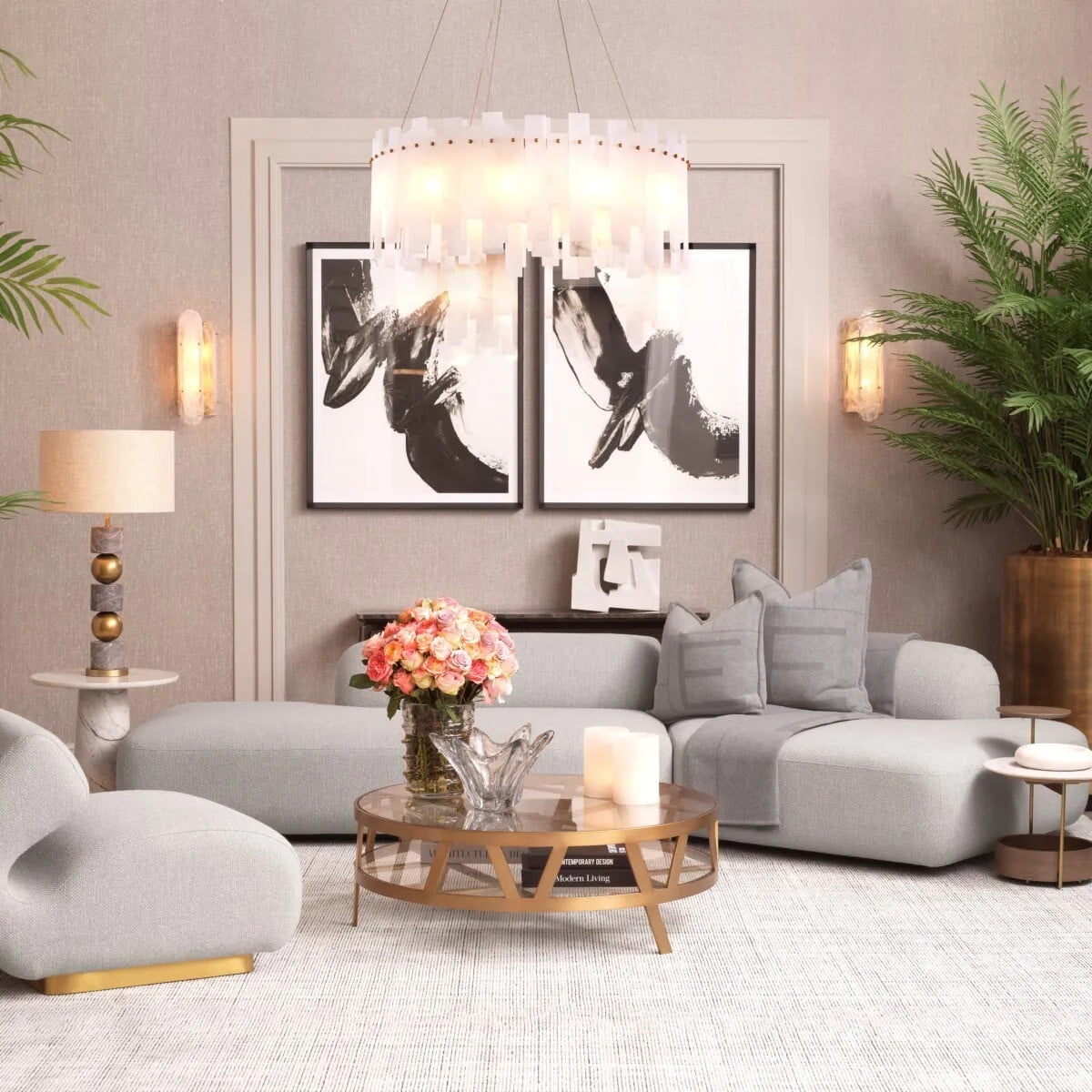White House Console Table in Brown Marble
