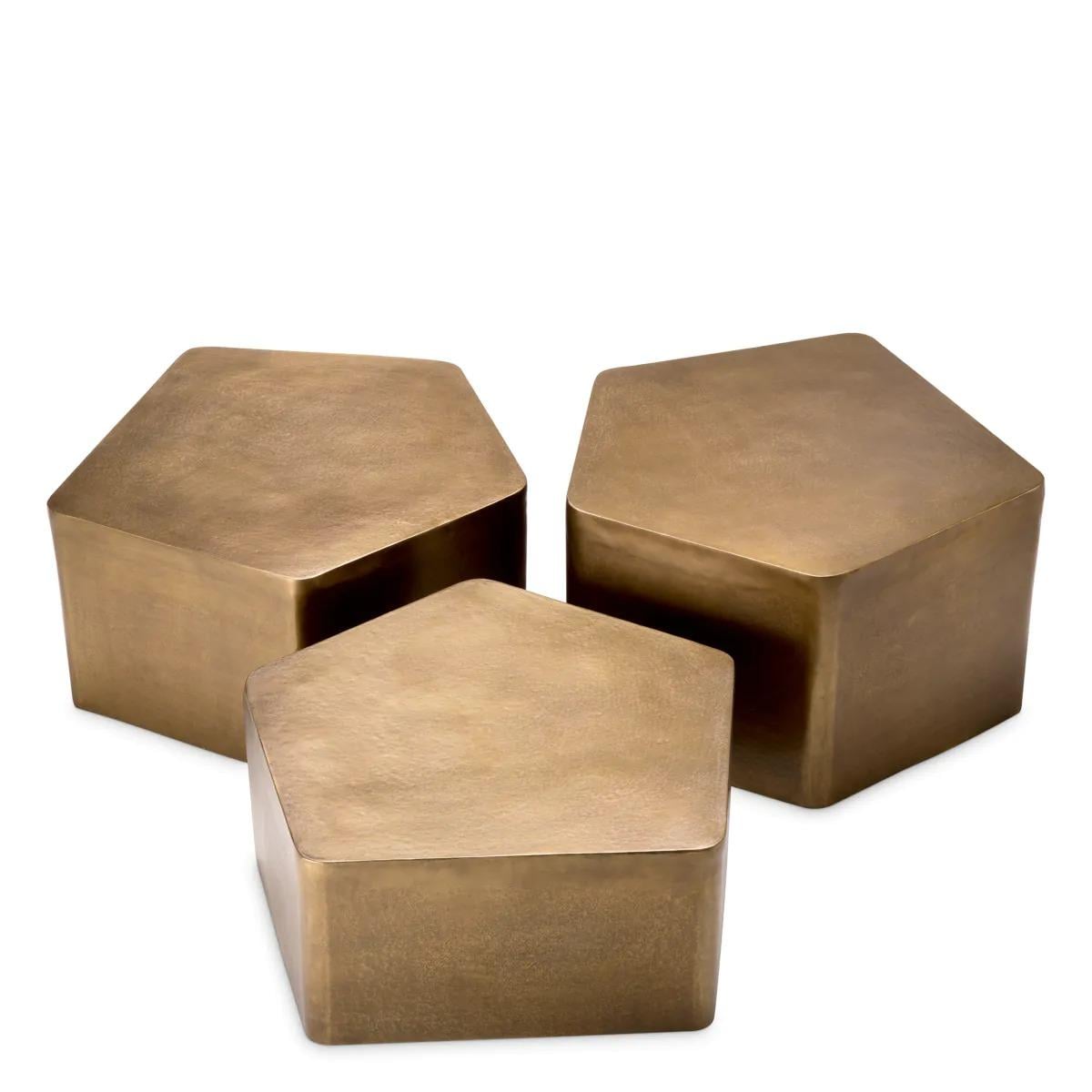 Coffee Table Veenazza in Vintage Brass Finish| Set of 3