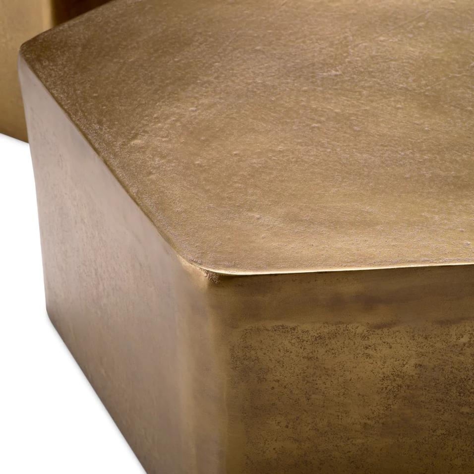 Coffee Table Veenazza in Vintage Brass Finish| Set of 3