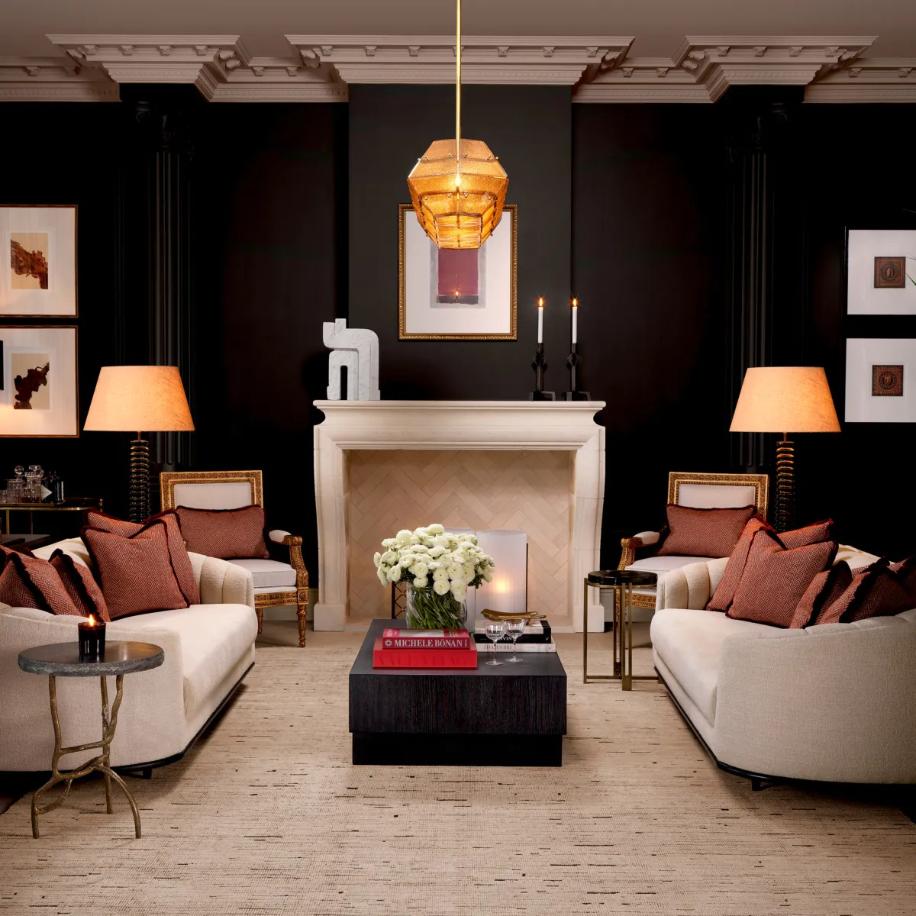 Floor Lamp Callao Piano Black Finish incl shade