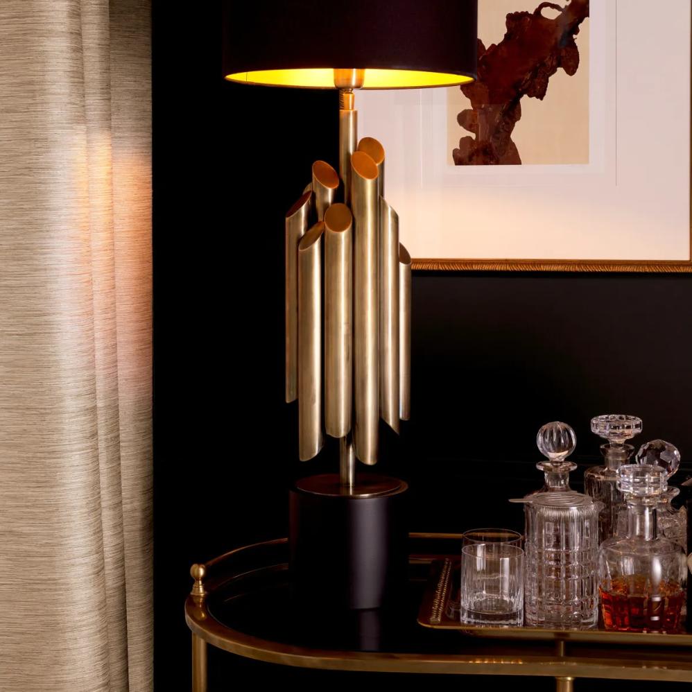 Table Lamp Beau Rivage Round in Vintage Brass Finish
