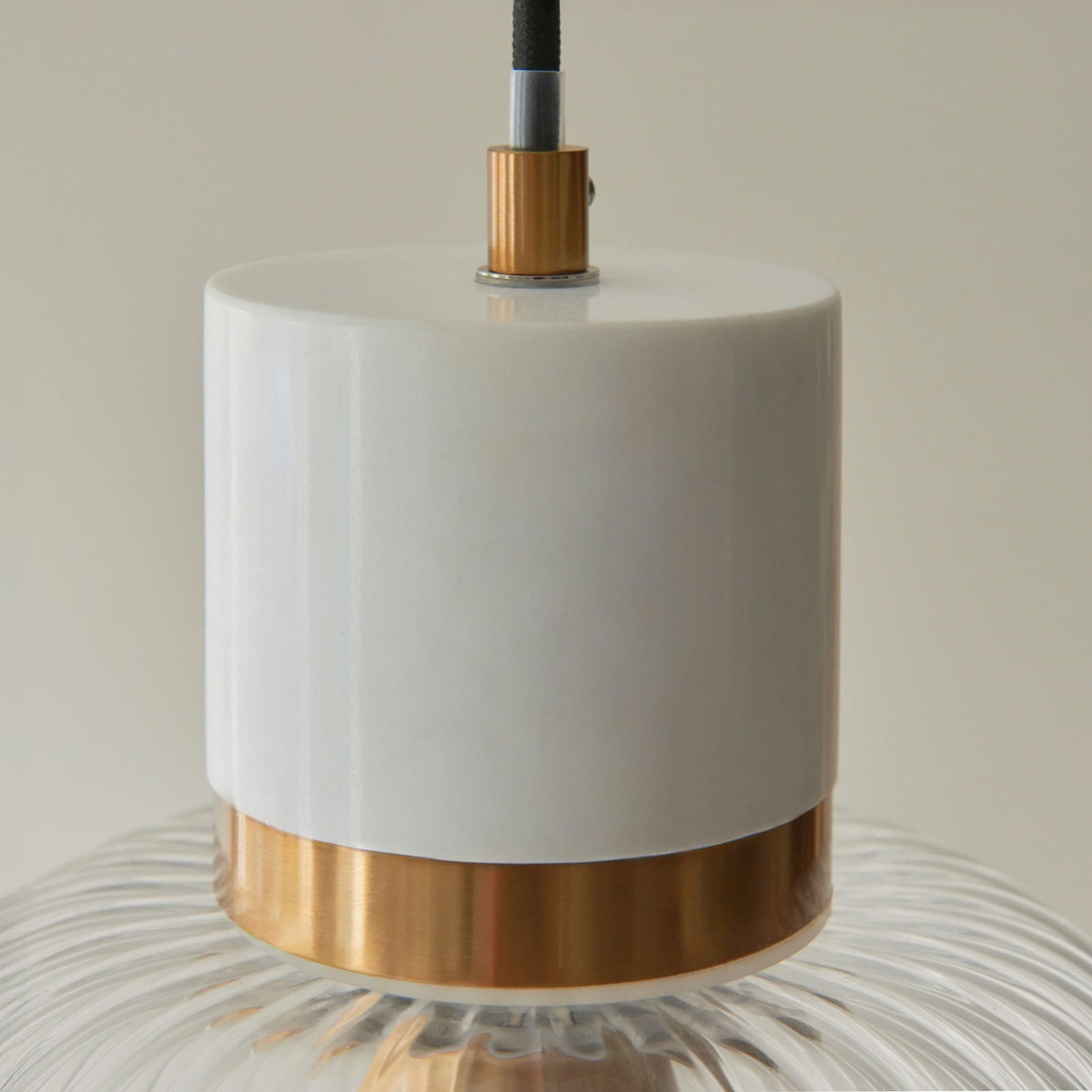 Tilbury Ribbed Pendant Light in White Volakas Marble