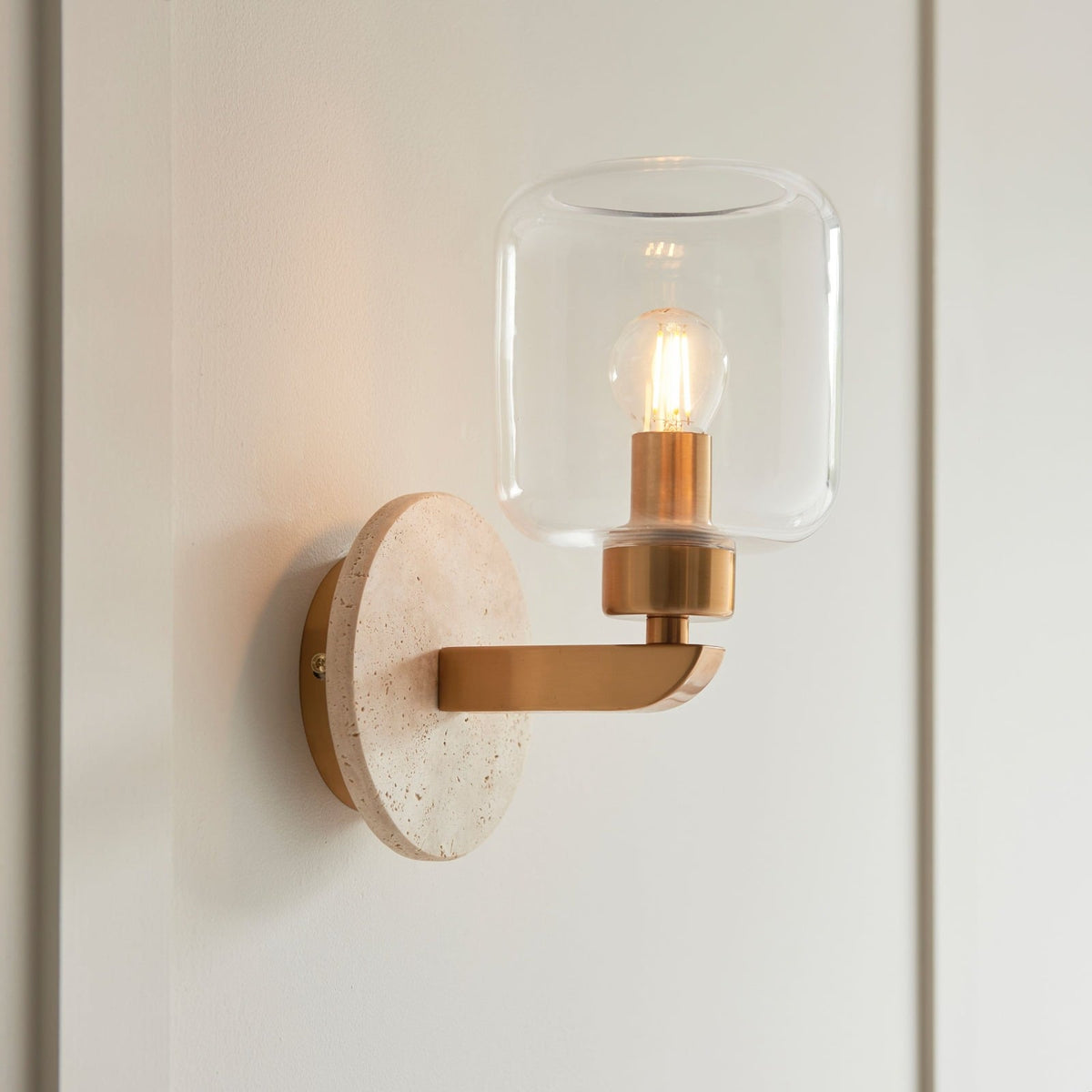 Tilbury Wall Light in Natural Travertine