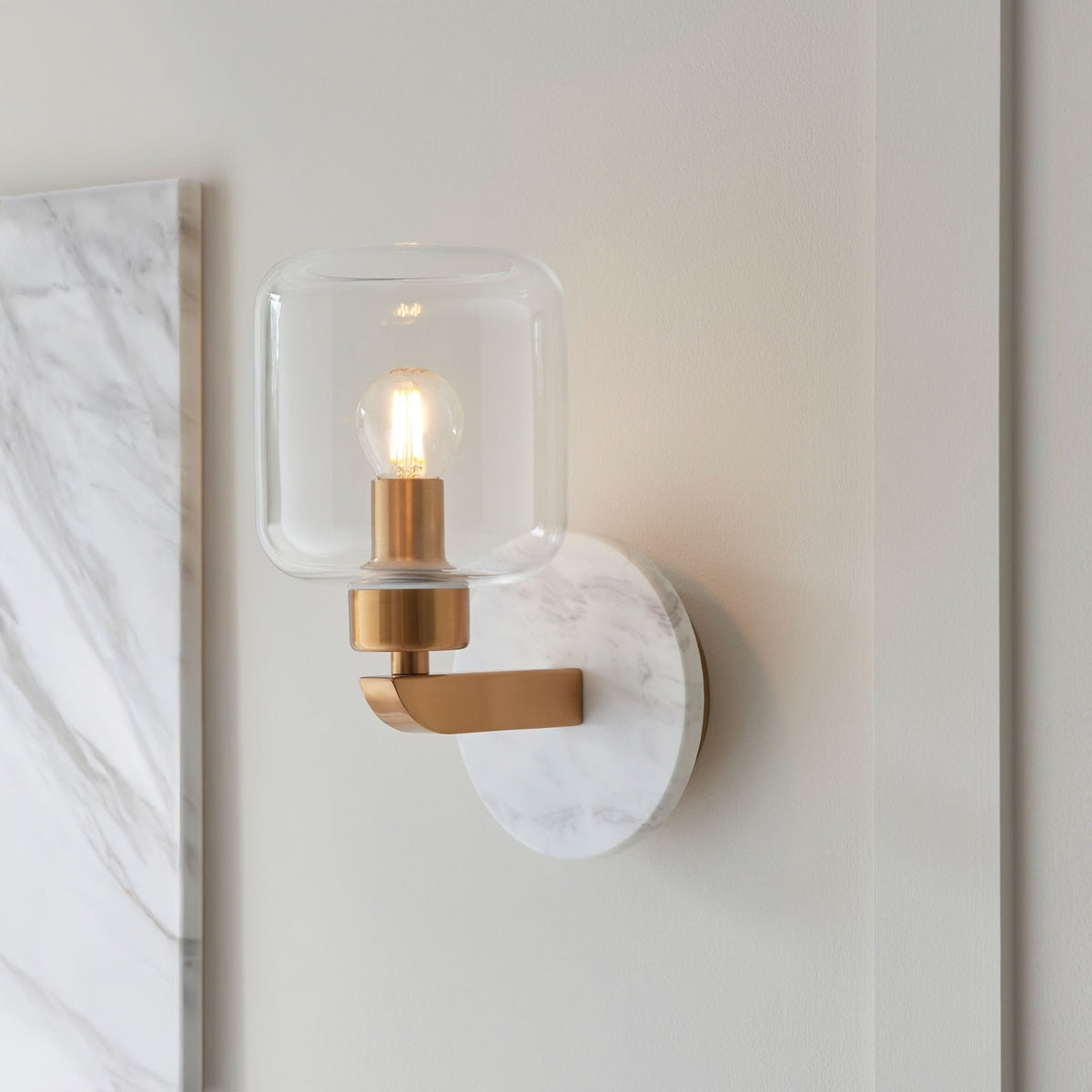 Tilbury Wall Light in White Volakas Marble