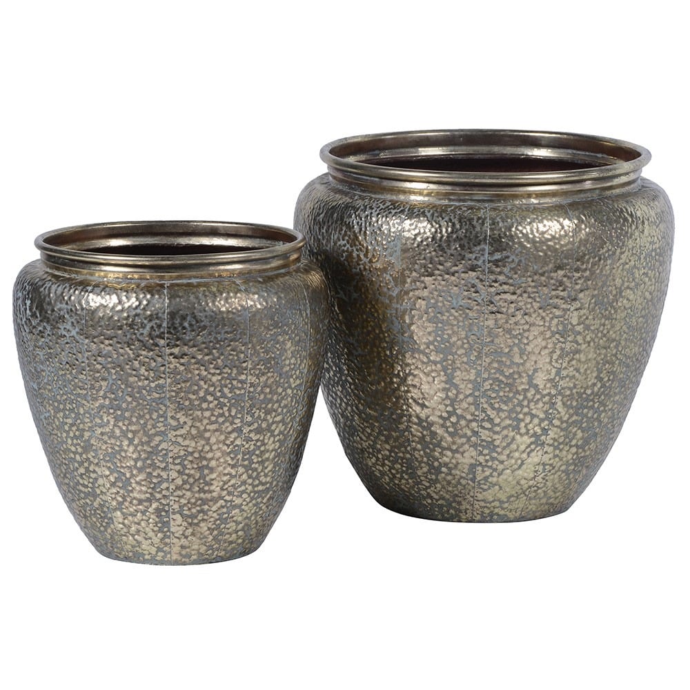 Lebes Hammered Vases Set of 2
