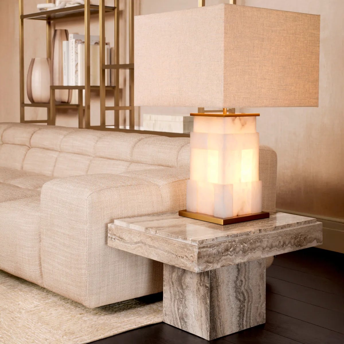 Side Table Sartoria in Silver Travertine