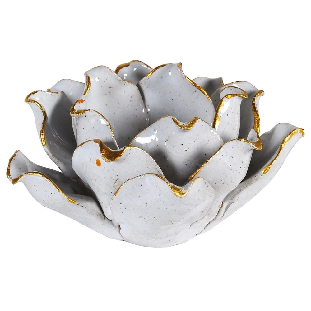 Grey Porcelain Flower Candle Holder