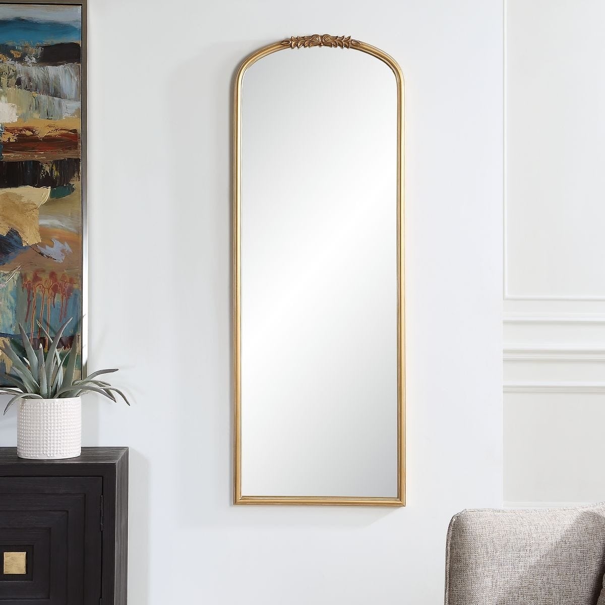 Edith Tall Antique Gold Mirror