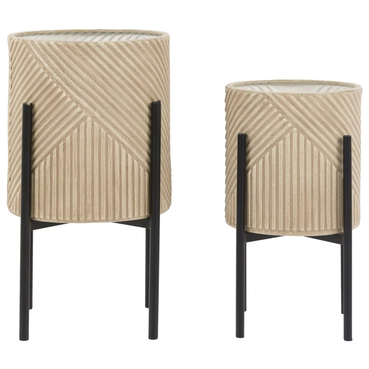 Arta Metal Planters in Black - Set of 2