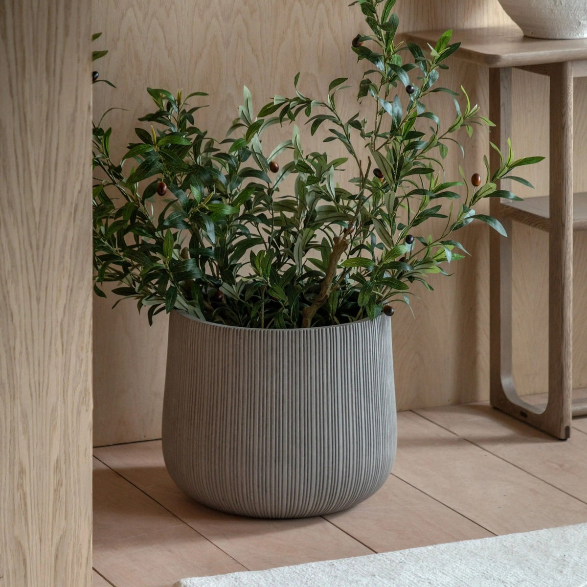 Denia Ribbed Outdoor Planter in Grey