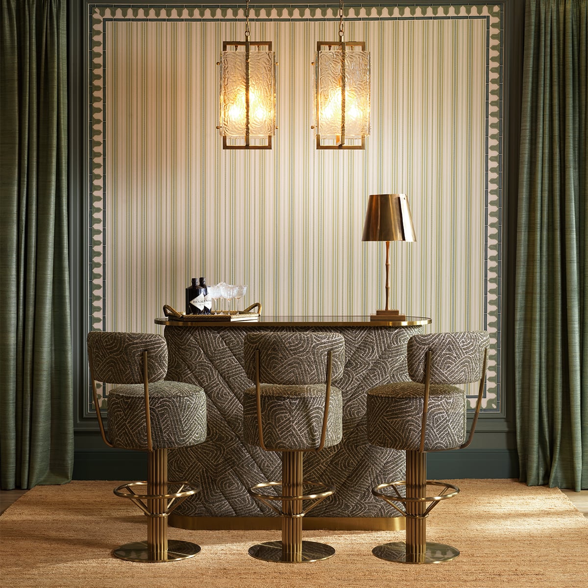 Carleton Back Bar Stool in Green