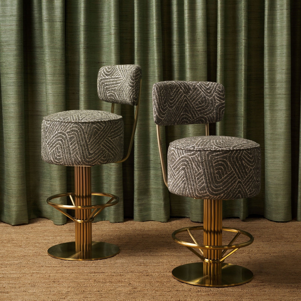 Carleton Back Counter Stool in Dark Green