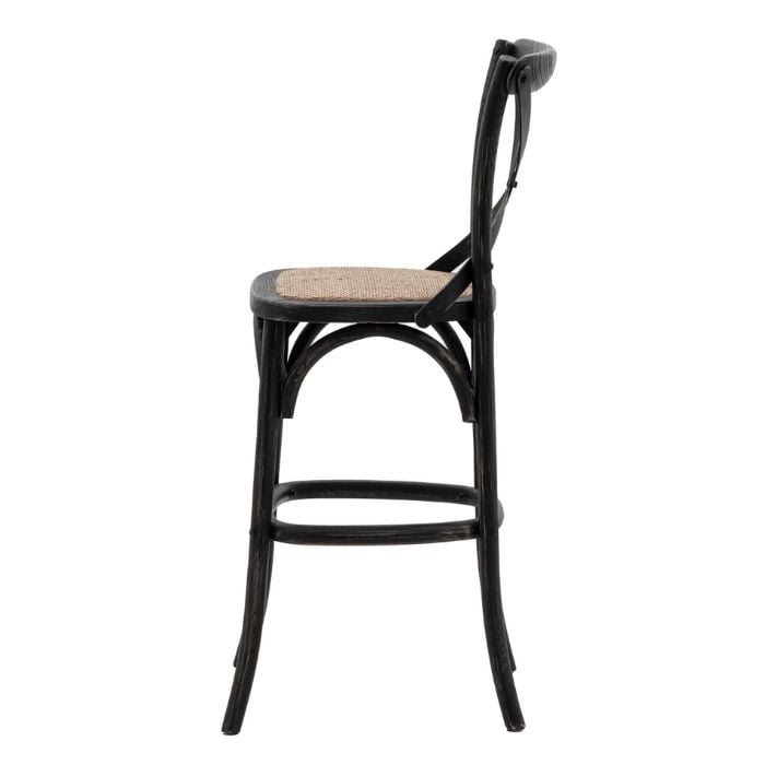 Fennel Black/Rattan Stool Set of 2