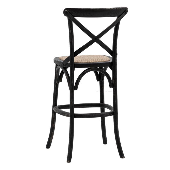 Fennel Black/Rattan Stool Set of 2