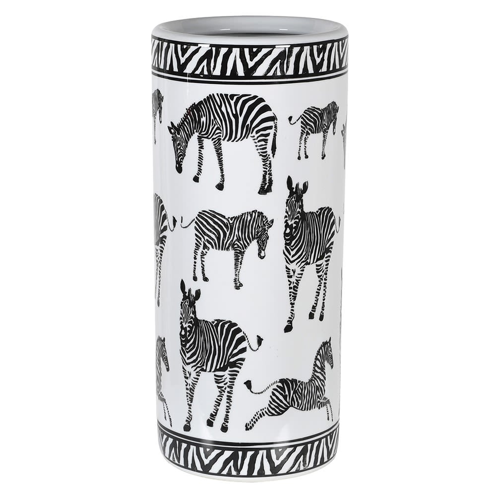 Zebra Black & White Ceramic Umbrella Stand