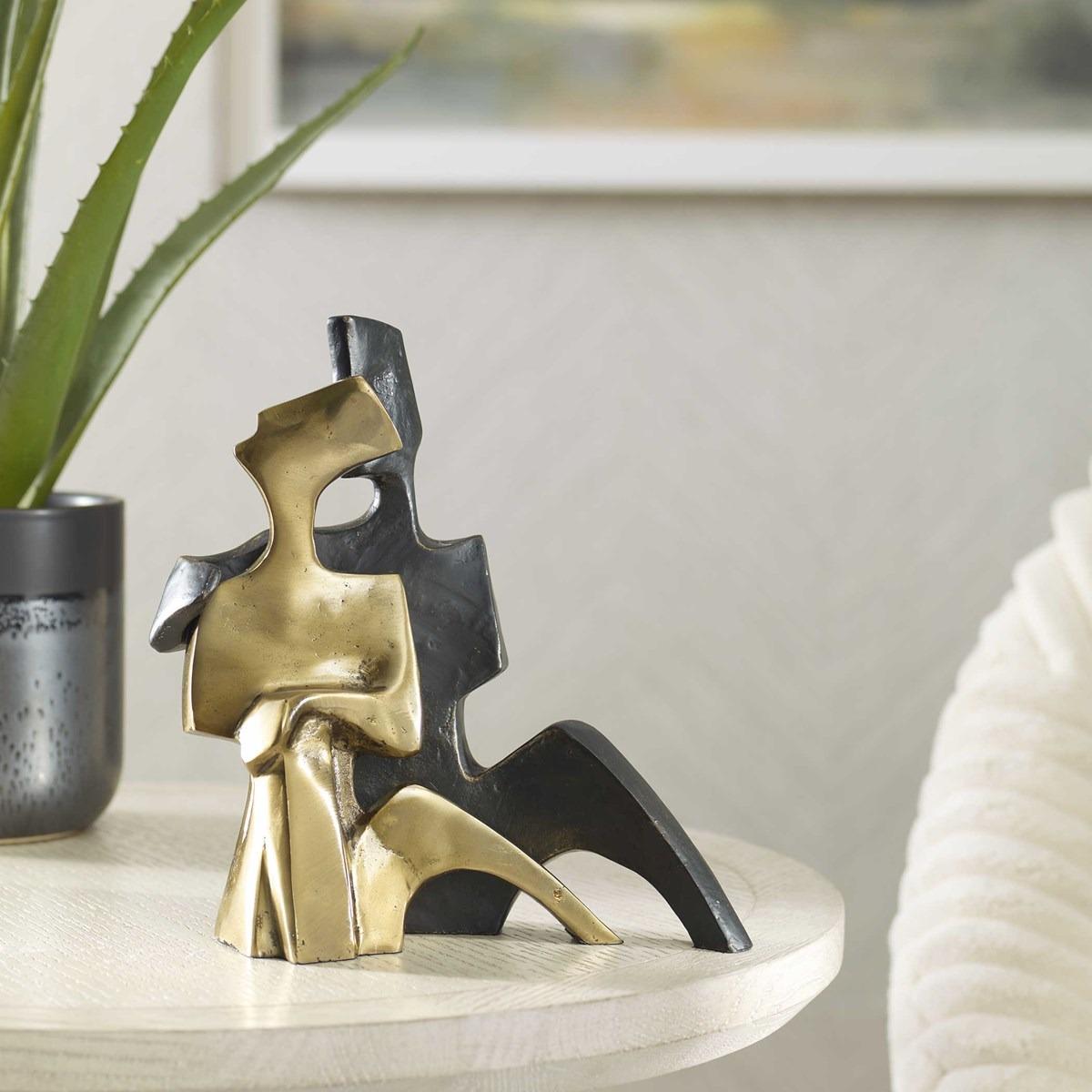 Affection Bronze Gold Sculpture, Set of 2