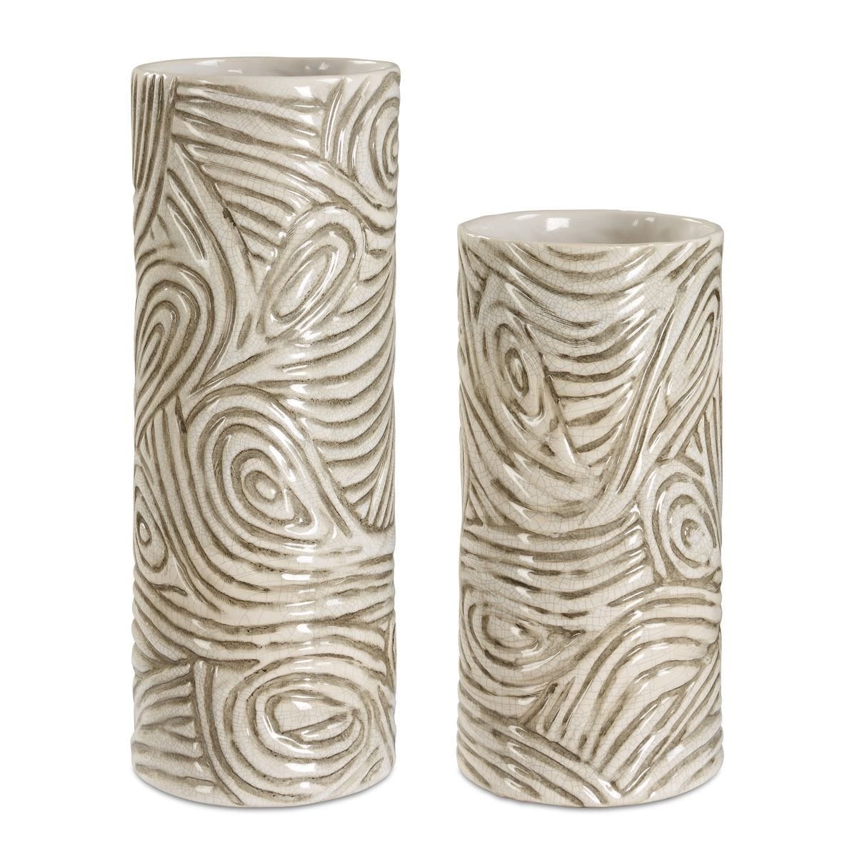 Timber Swirl Earth Tone Vases Set of 2