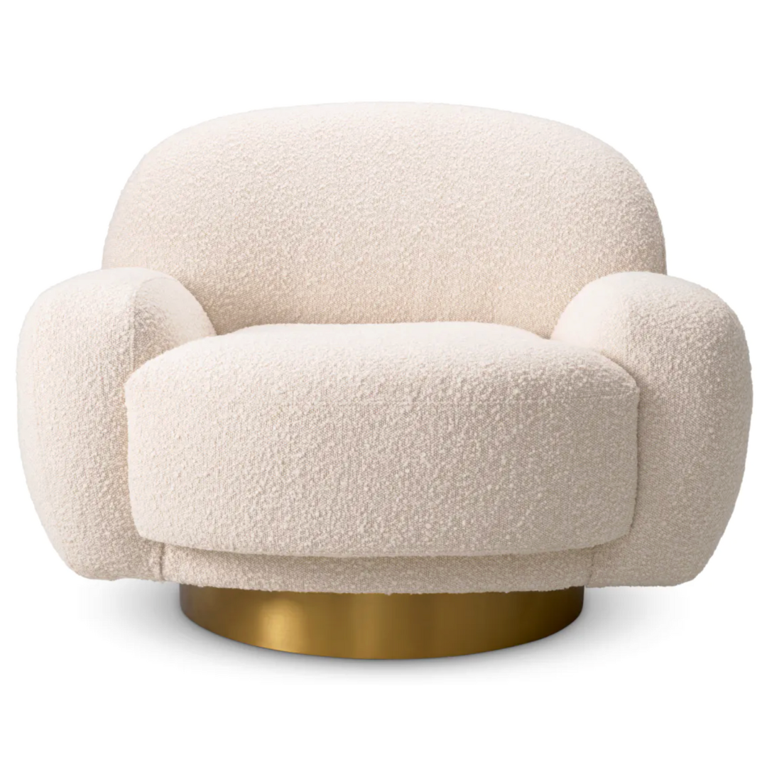Udine Swivel Chair in Cream Bouclé