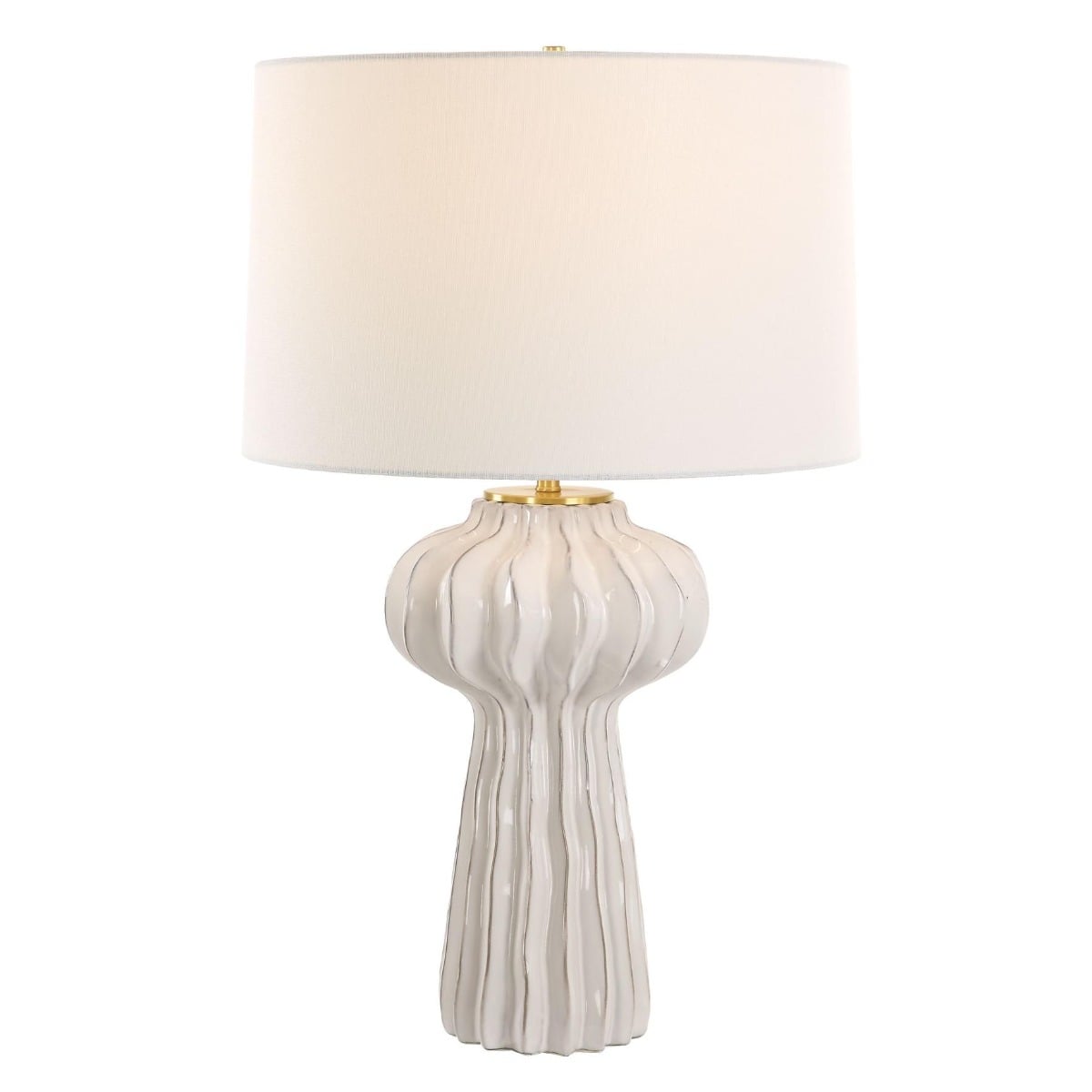 Wrenley Ridged White Table Lamp