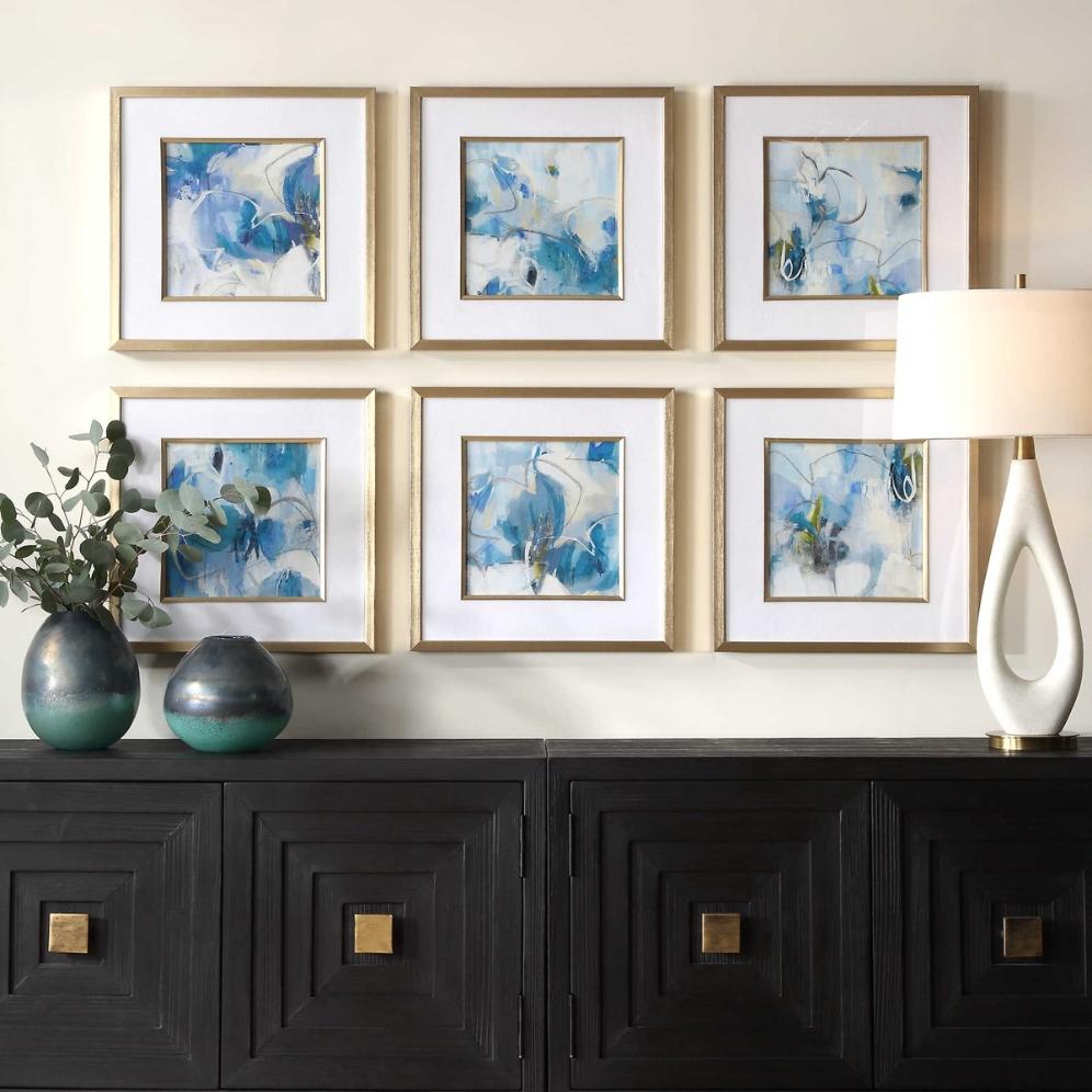 Fresh Start Blue Abstract Prints, Set of 6