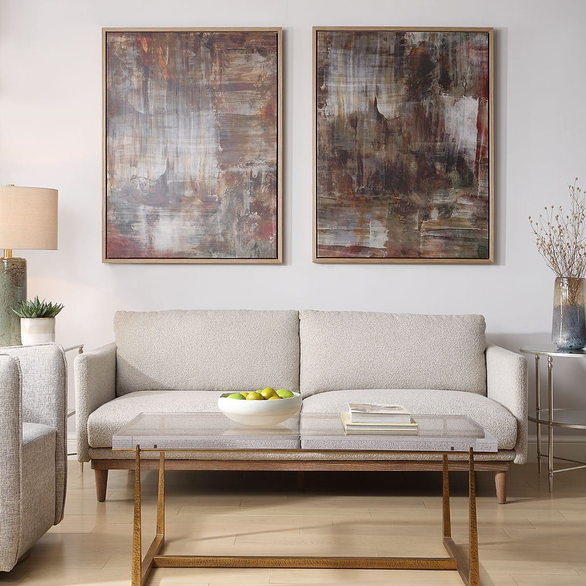 Molten Patina Framed Canvases, Set of 2
