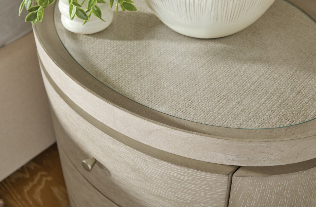 Coastal Breeze 3 Drawer Oval Bedside Table
