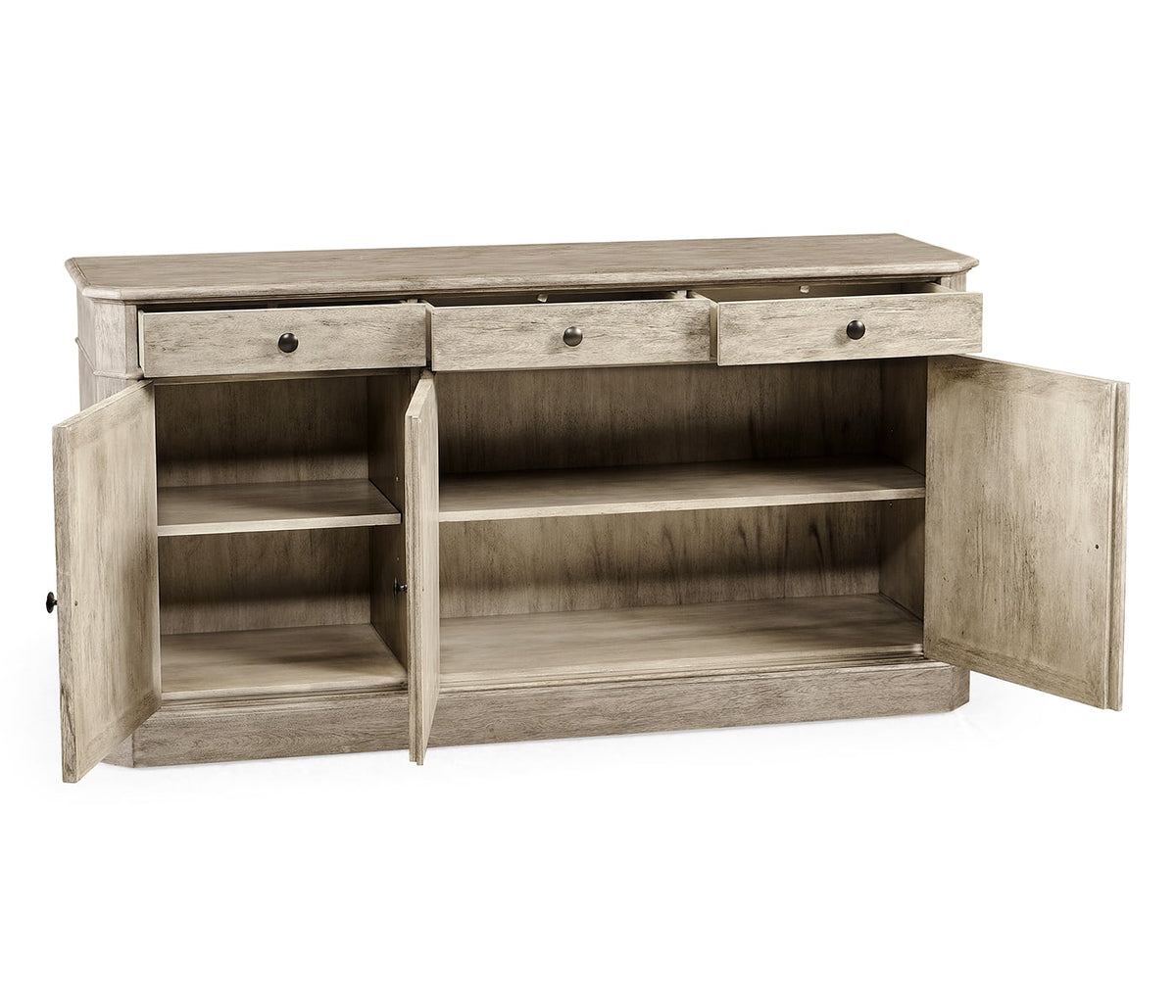 64" Rustic Grey Three Door Sideboard