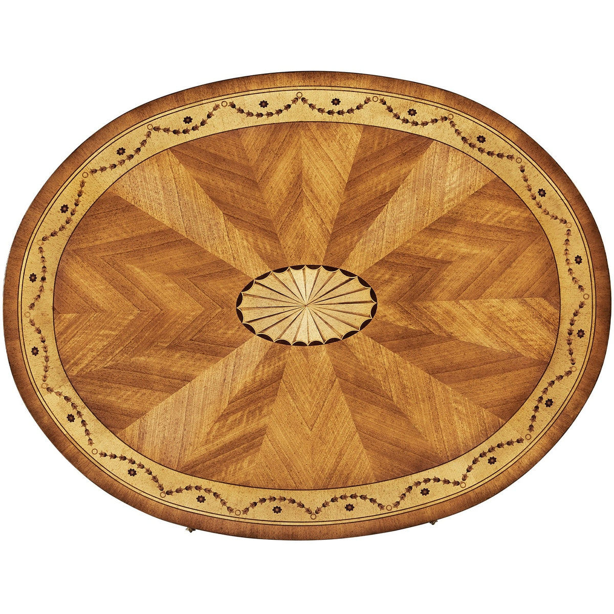 Oval Coffee Table with Drawer Marquetry