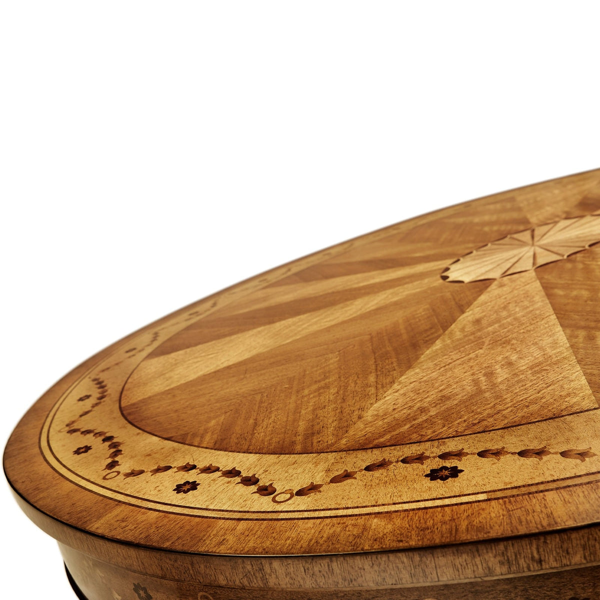 Oval Coffee Table with Drawer Marquetry
