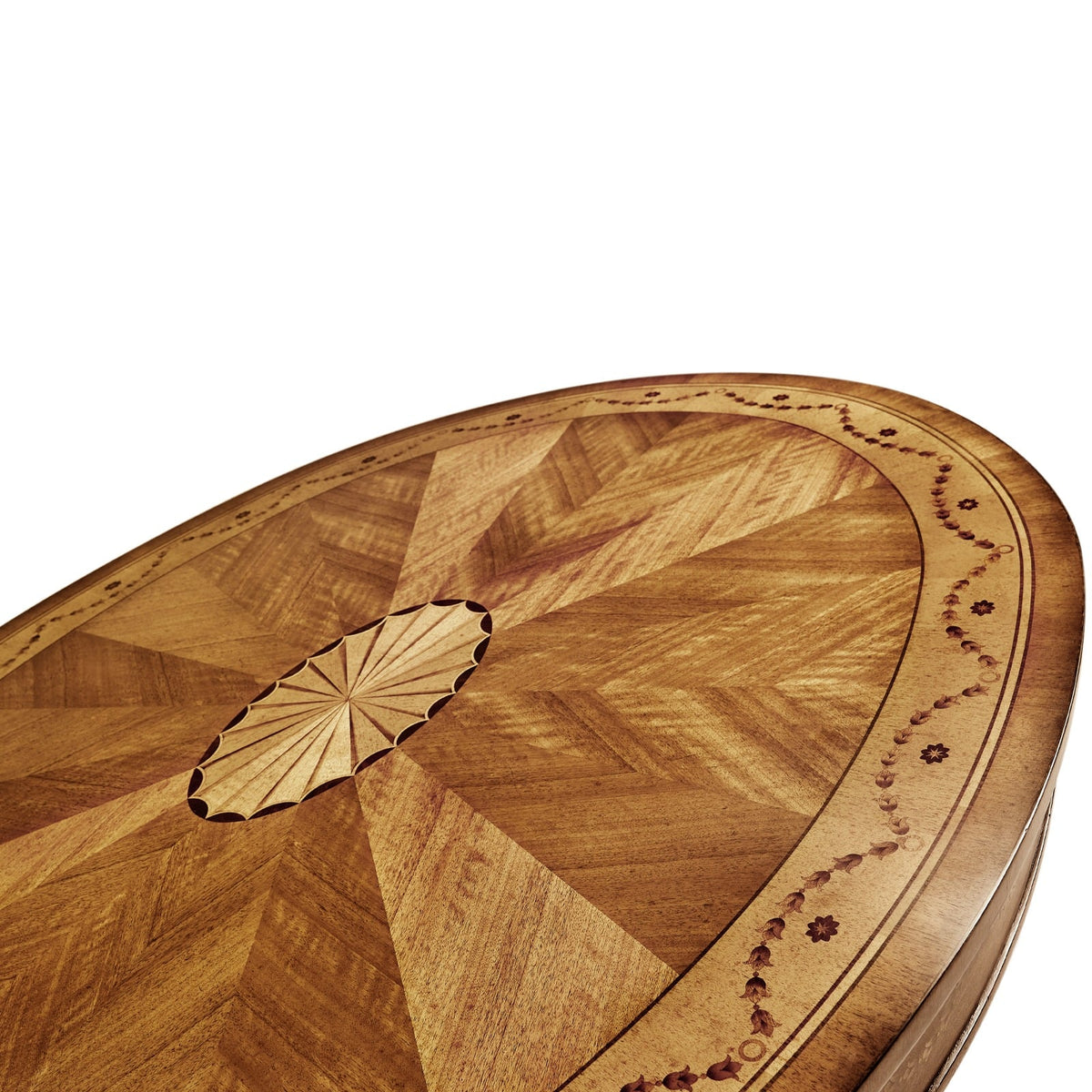 Oval Coffee Table with Drawer Marquetry