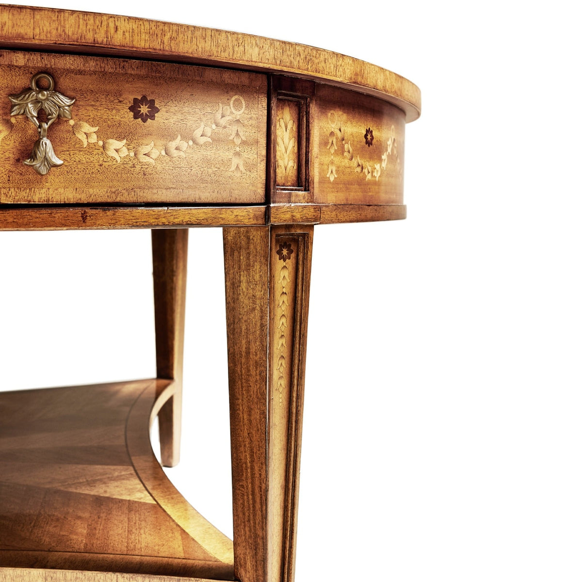 Oval Coffee Table with Drawer Marquetry