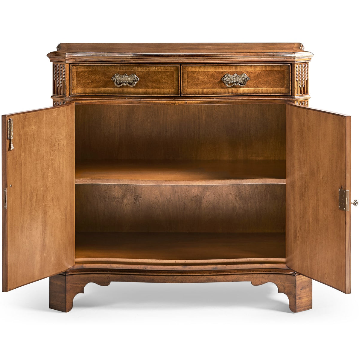 Serpentine Two Door Walnut Cabinet